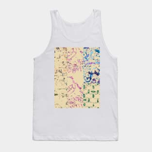 Paint Spill fiber art on beige background, blue green pink purple Tank Top